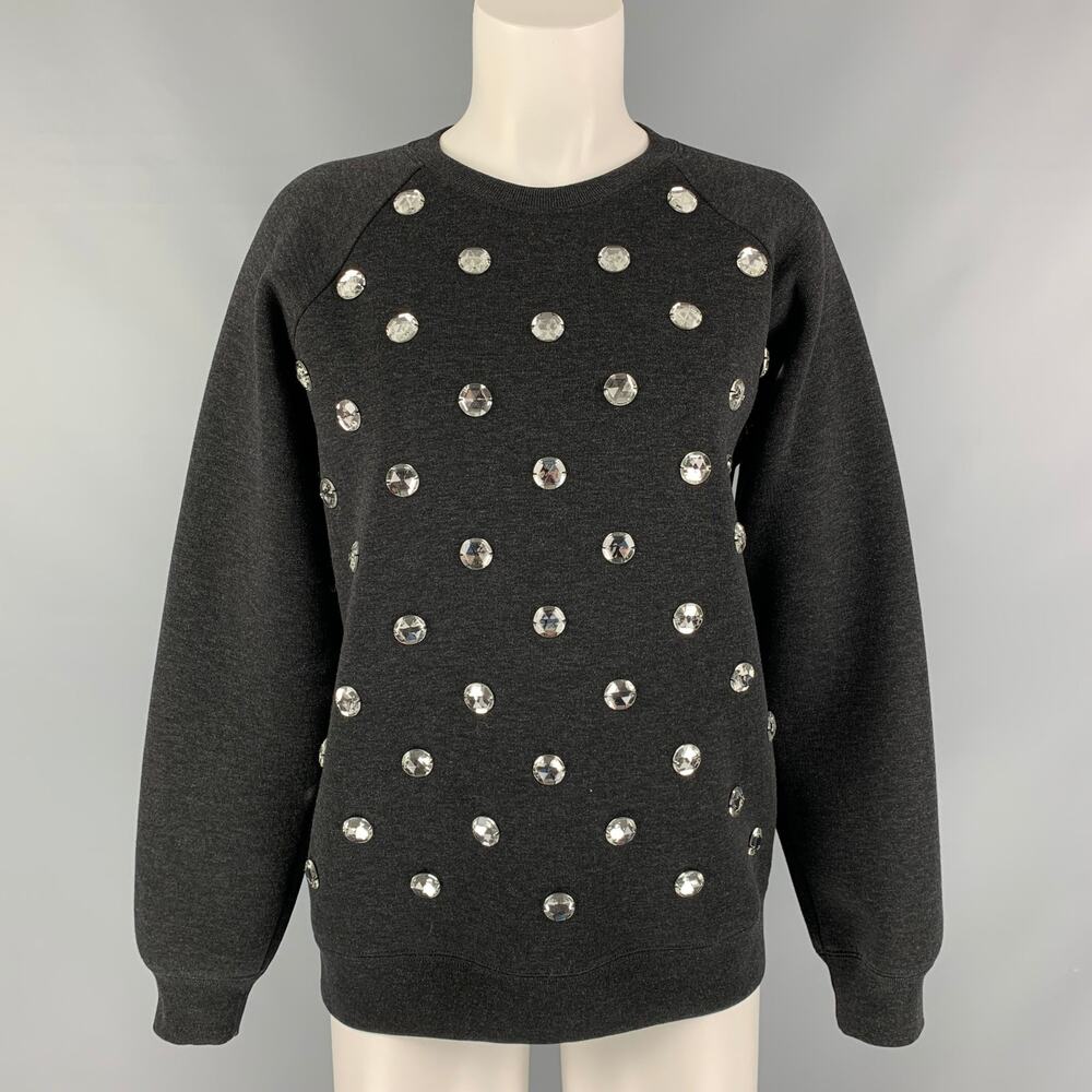 MARC JACOBS Size XS Black Applique Wool Blend Crew-Neck Pullover